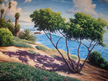 Bäume und Blume am Strand Ölgemälde